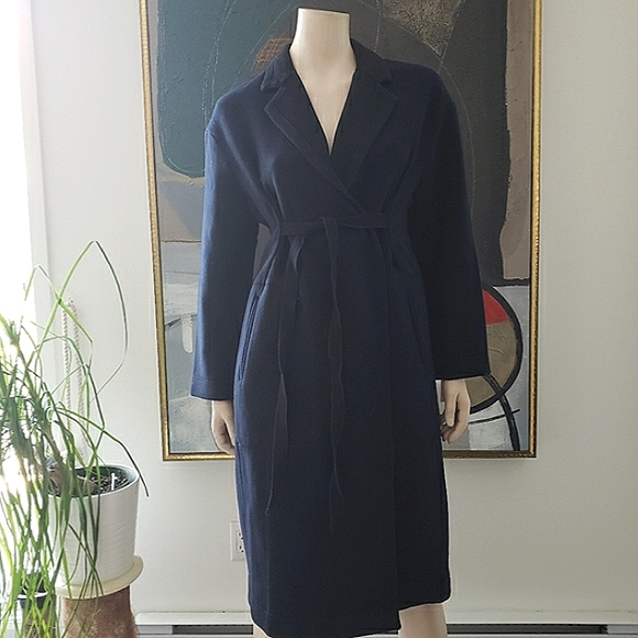 Tout à Coup | Two-tone Wool-blend Coat with Corset Lace-up Back and Tie Front - Picture 1 of 13